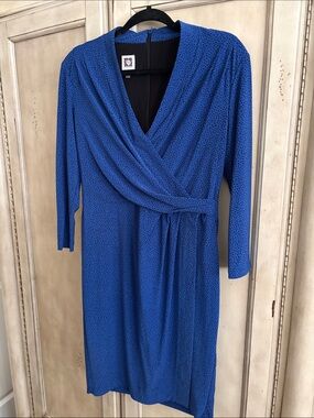 Anne Klein Blue Wrap-Style Women's Dress